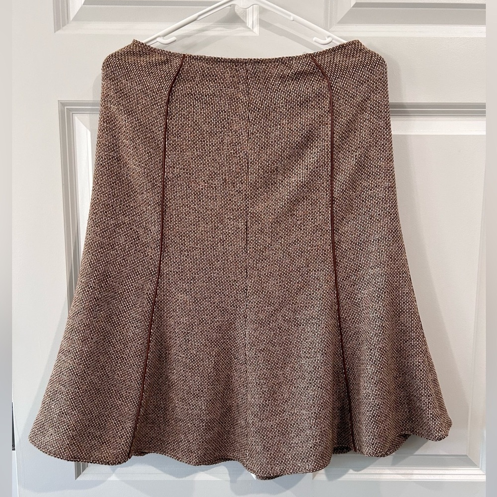 Lafayette 148‎ Leather Trimmed Tweed Skirt Size 4 Wool Infused Old Money Career